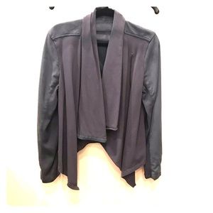 BlankNYC mixed media drape neck jacket
